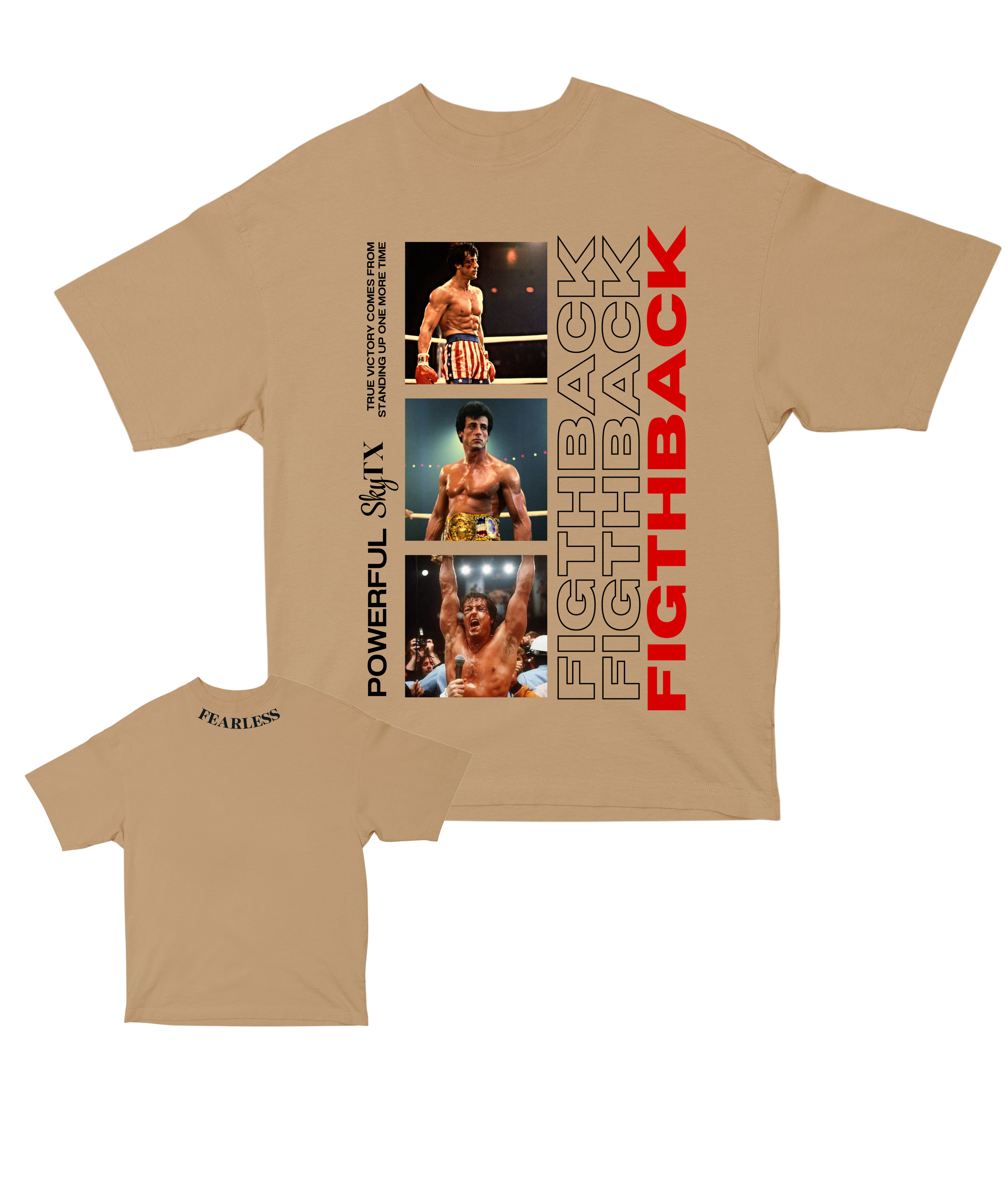 Powerful Fightback Oversized T-Shirt – Vintage Rocky Inspired Graphic Tee