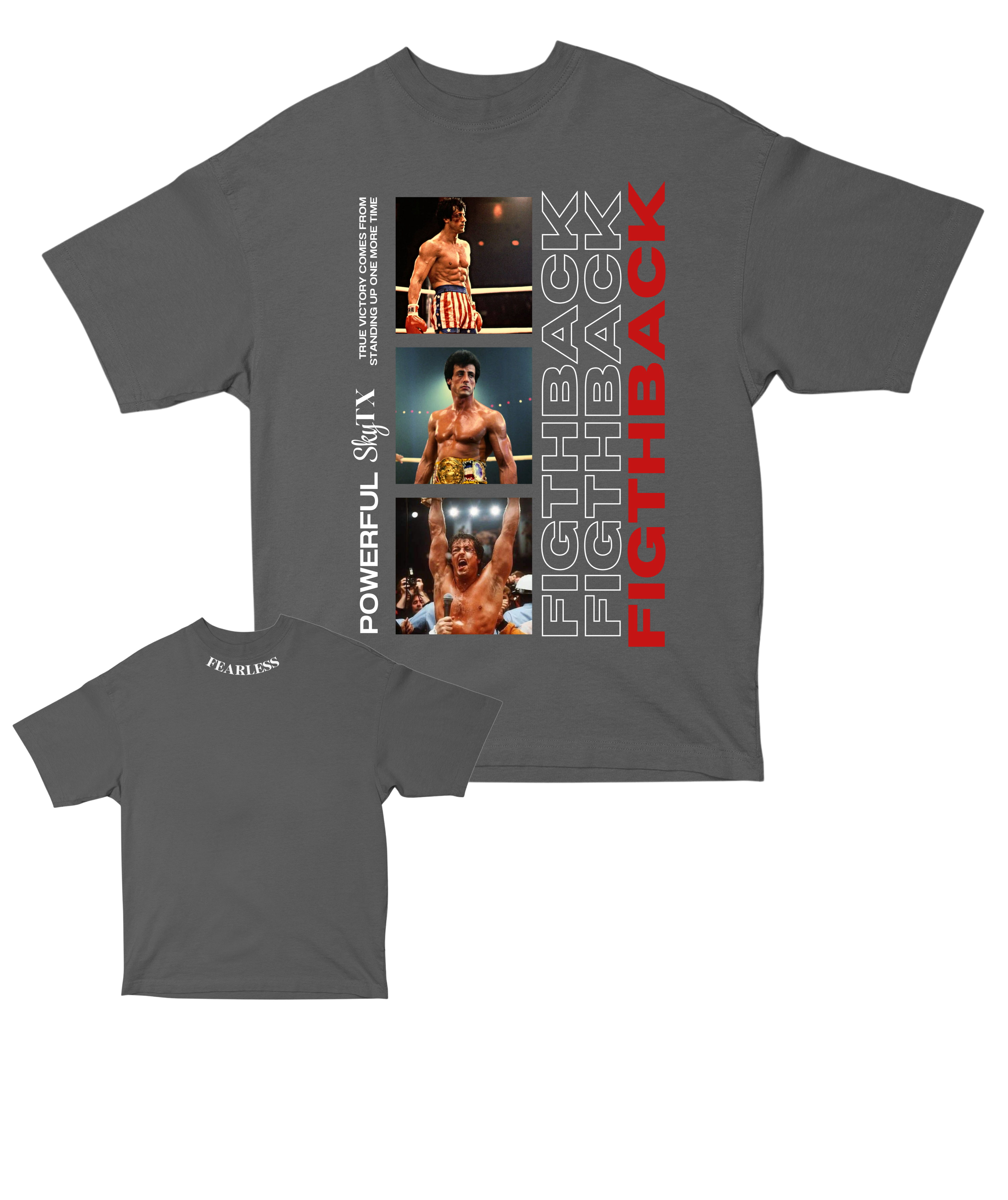 Powerful Fightback Oversized T-Shirt – Vintage Rocky Inspired Graphic Tee