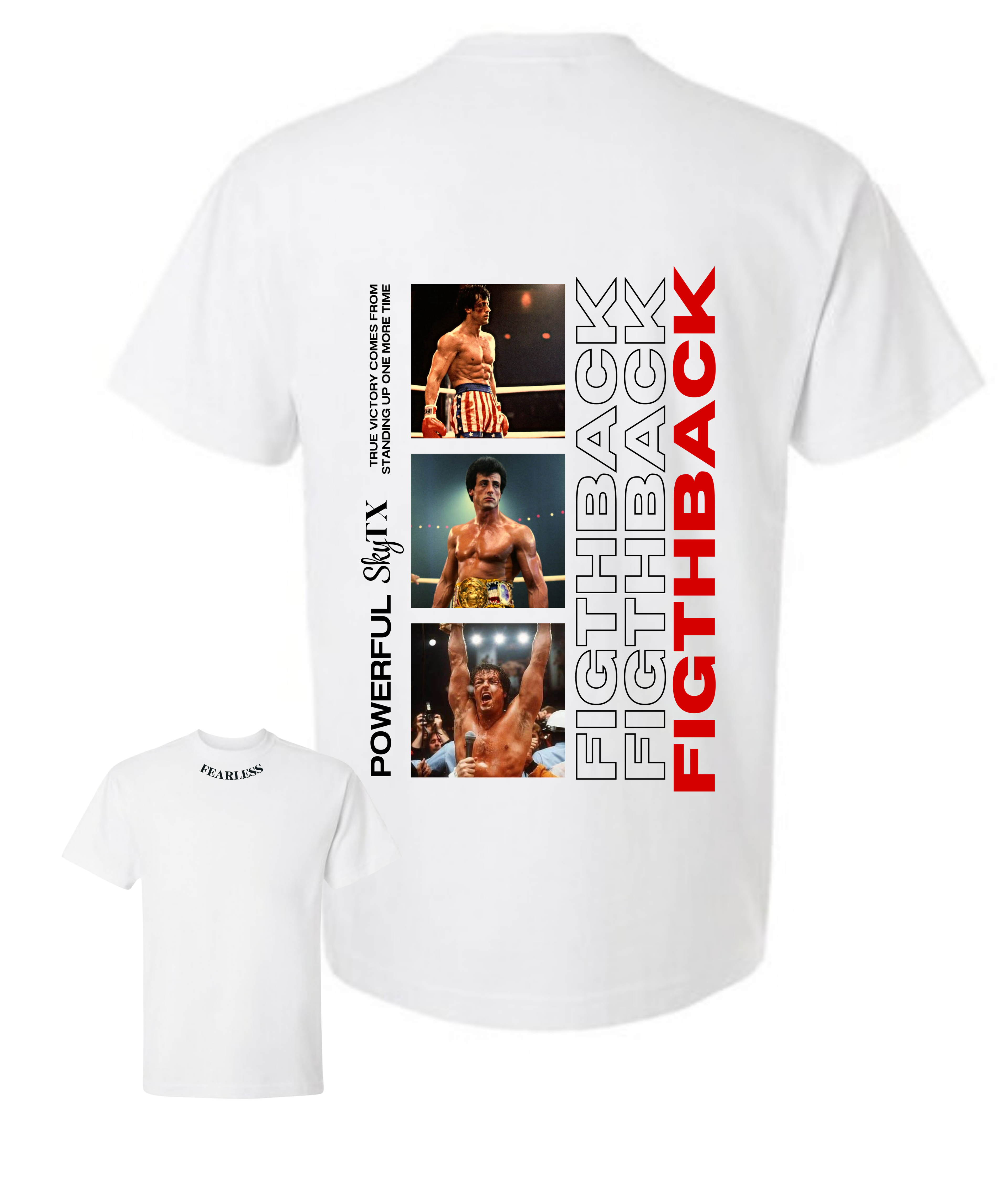 Powerful Fightback Oversized T-Shirt – Vintage Rocky Inspired Graphic Tee