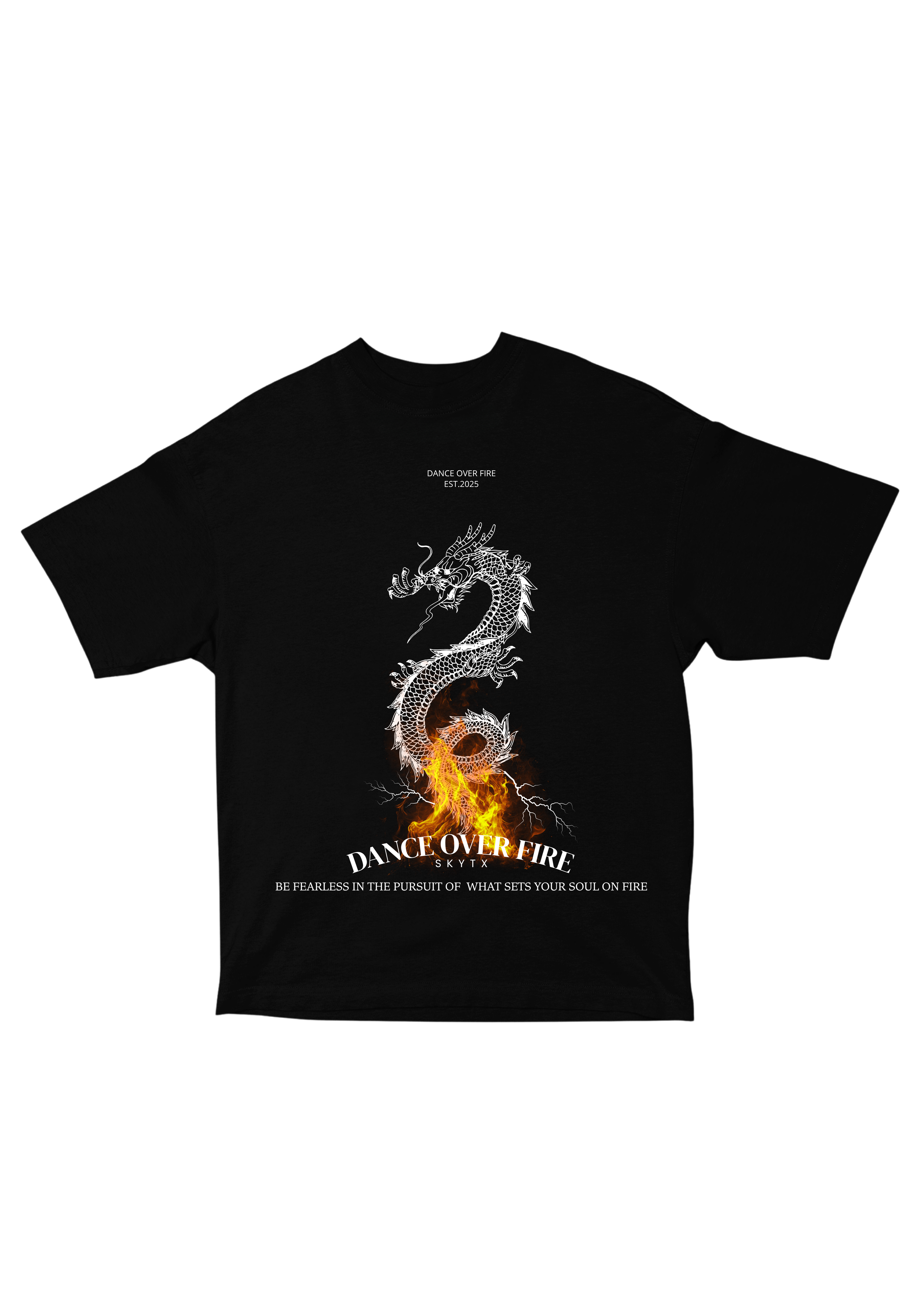 Dance Over Fire Oversized Dragon Graphic T-Shirt